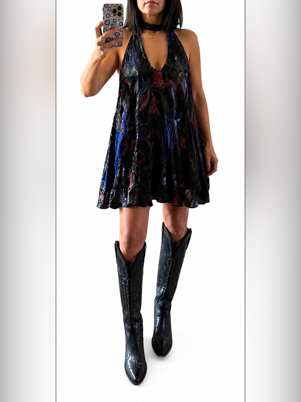 Free People mini dress Women’s M Velvet Burnout Love So Right Color: Black